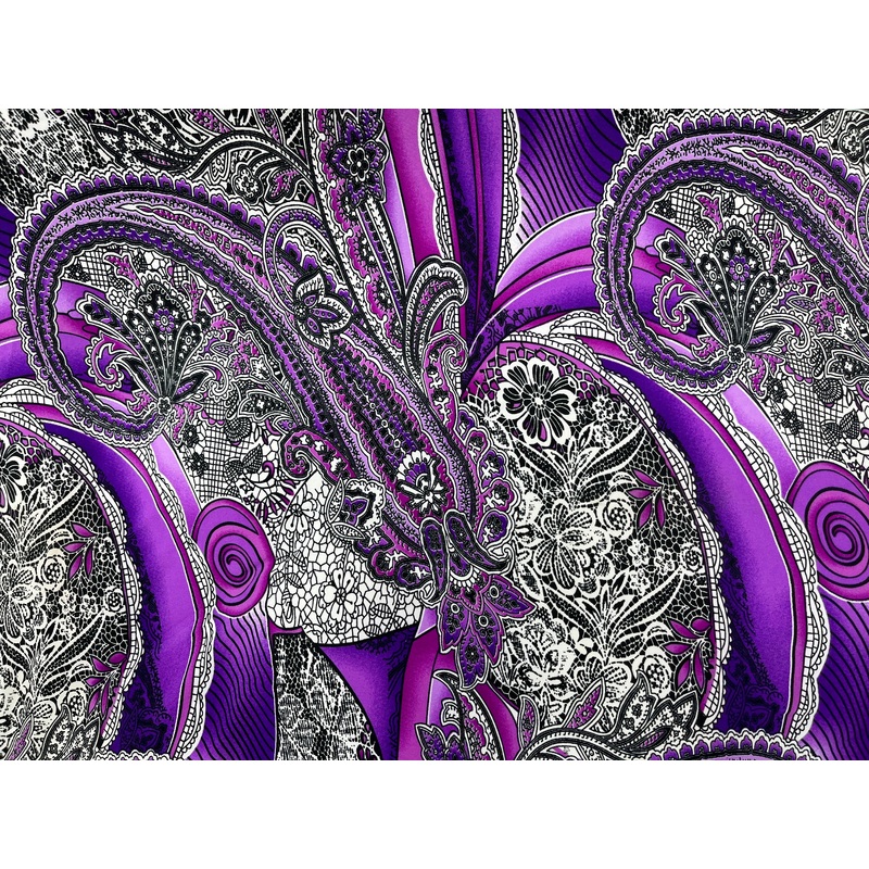 Proud Paisley Printed Jersey Fabric Purple