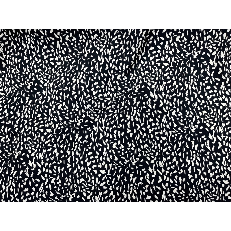 White Ditsy – Printed Crepe Fabric Black