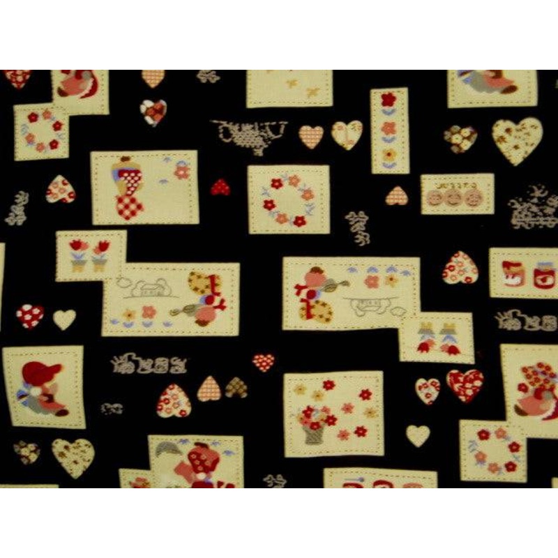 Black Hearts Print – Cotton Poplin Patchwork Black