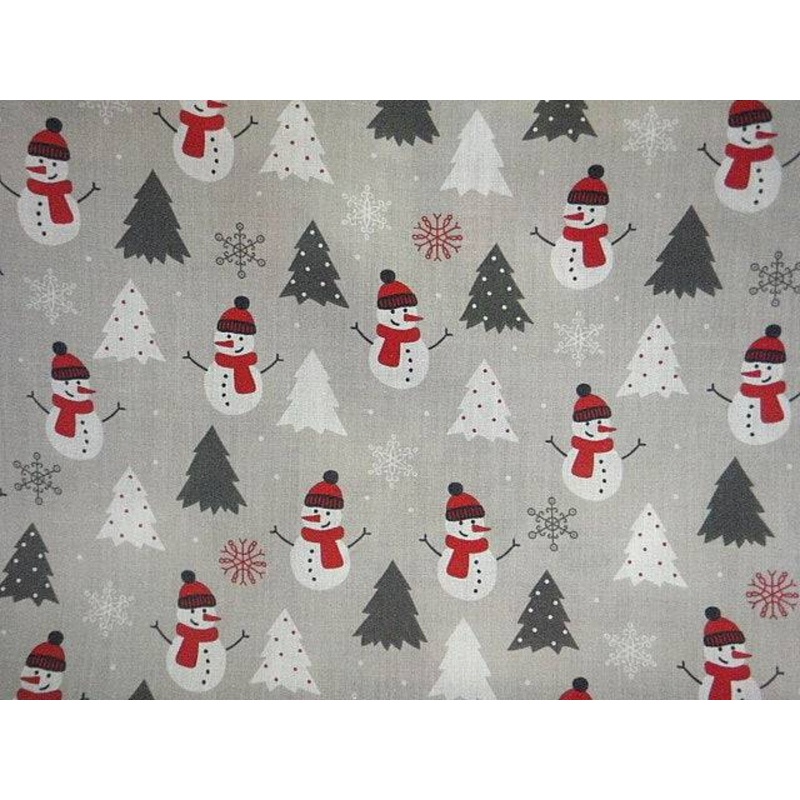 Christmas Fairytale Snowman – Poly/Cotton Print Grey