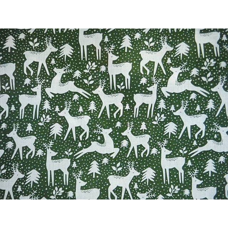 Christmas Reindeer – Poly/Cotton Print Red