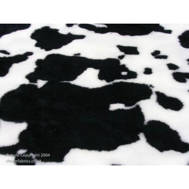Cow – Novelty Print Faux Fur Fabric White/Black