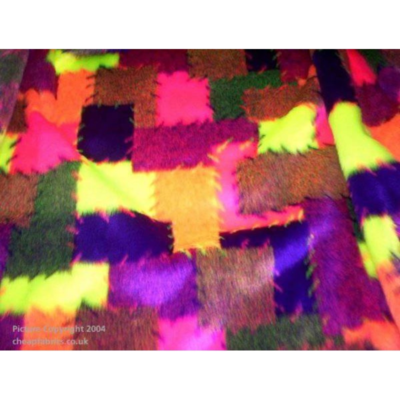 Fluorescent Patch – Novelty Print Faux Fur Multi