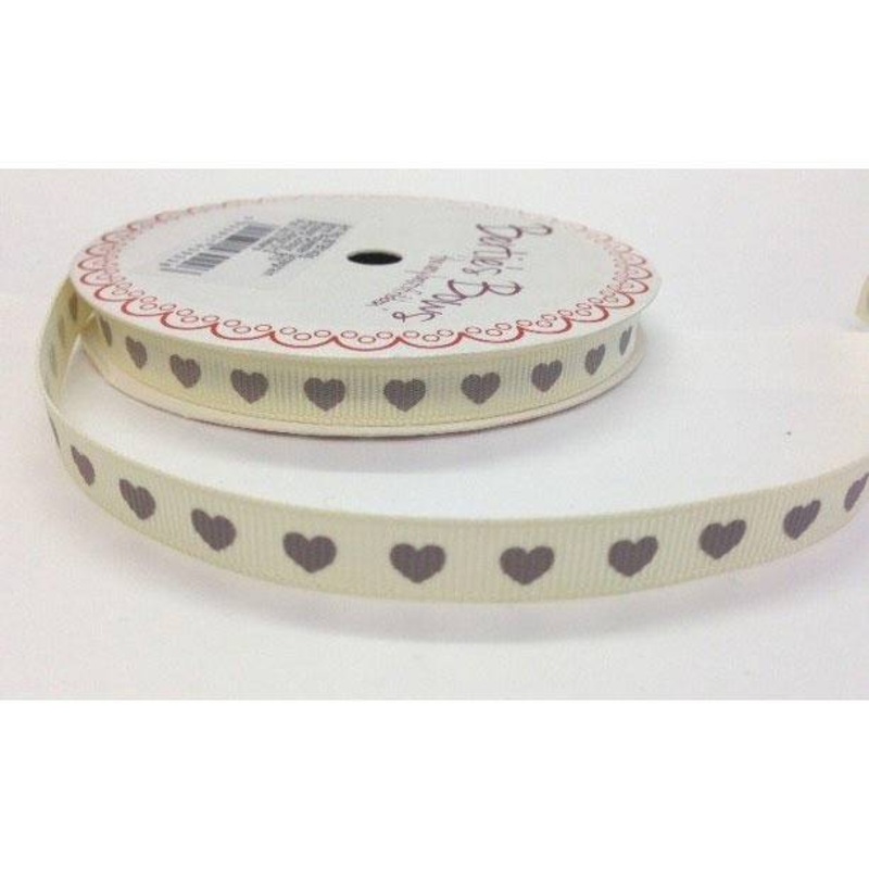 Heart Printed Ribbon btb142 Ivory