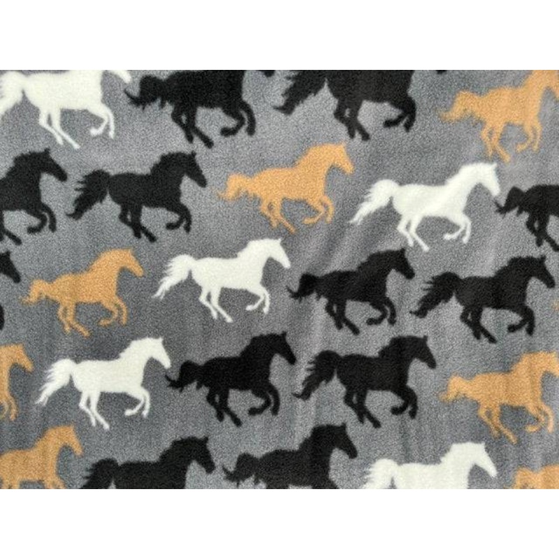 Horses – Fleece Print Grey