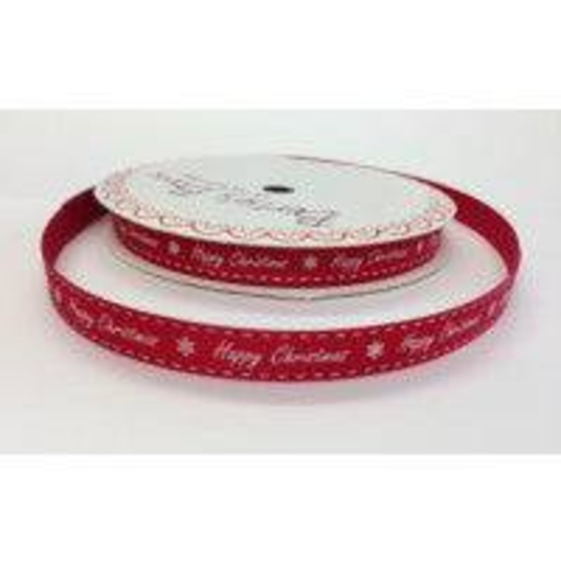Merry Christmas Printed Ribbon btb126 Red