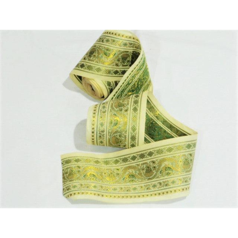 Metallic Decorative Border Ribbon – 5.5″/13.5cms Wide Dark Cream