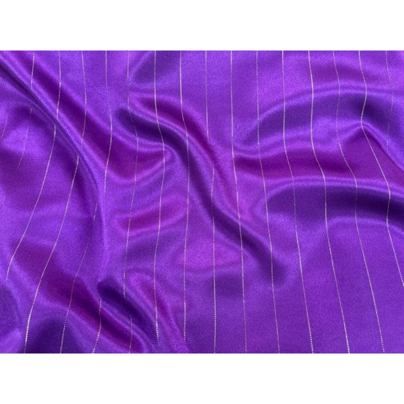 Metallic Pin Striped Satin Purple