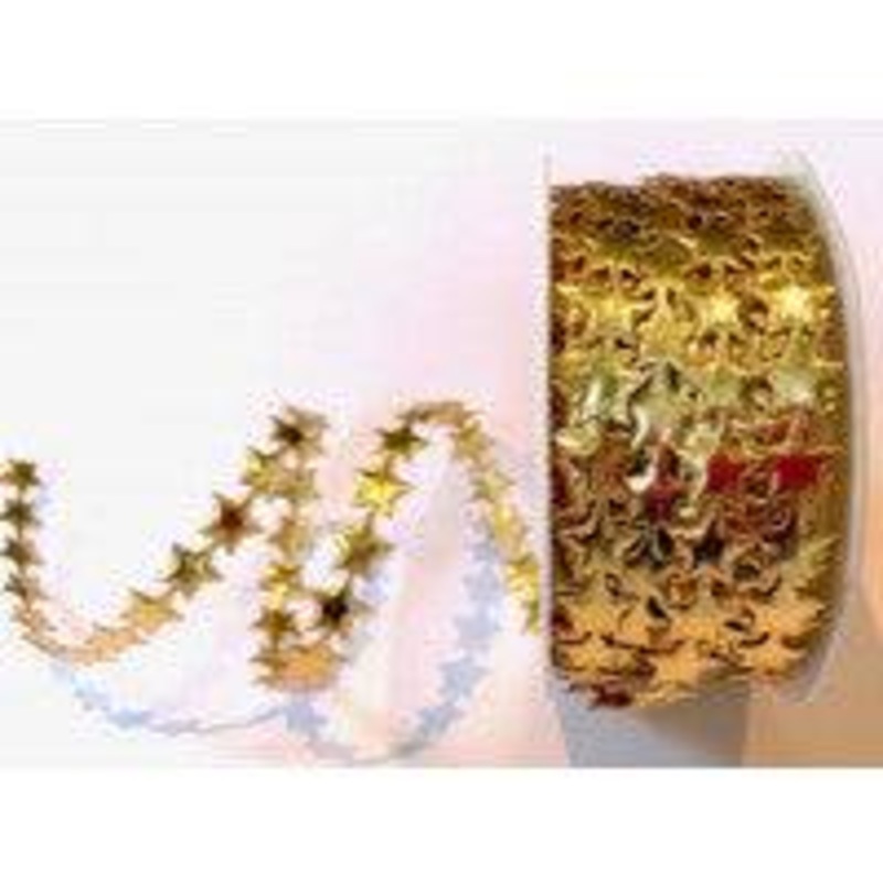 Novelty Ribbon – Metallic Foil Star Gold