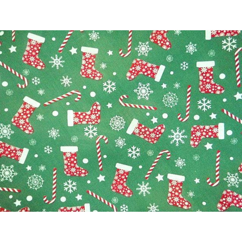 Christmas Candy Stocking – Poly/Cotton Print Green