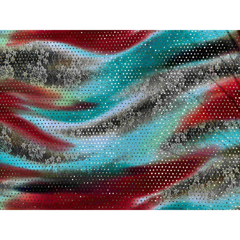 Diamond Shaped Motif – 4 Way Spandex Red/Jade