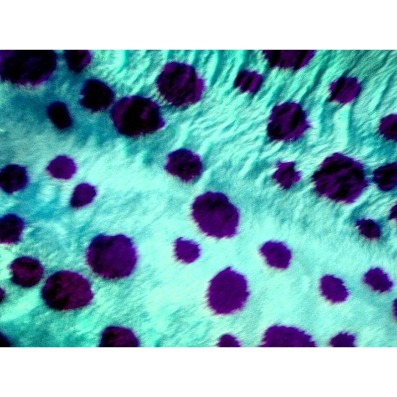 Dinosaur – Novelty Print Faux Fur Aqua