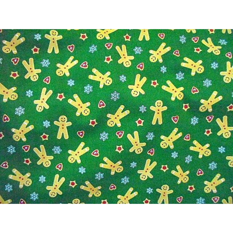 Gingerbread Man – Poly/Cotton Print Green