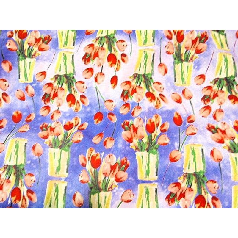 Tulips Print – Cotton Poplin Patchwork Blue