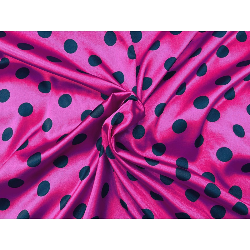 25mm Polka Dot Satin Fabric Cerise
