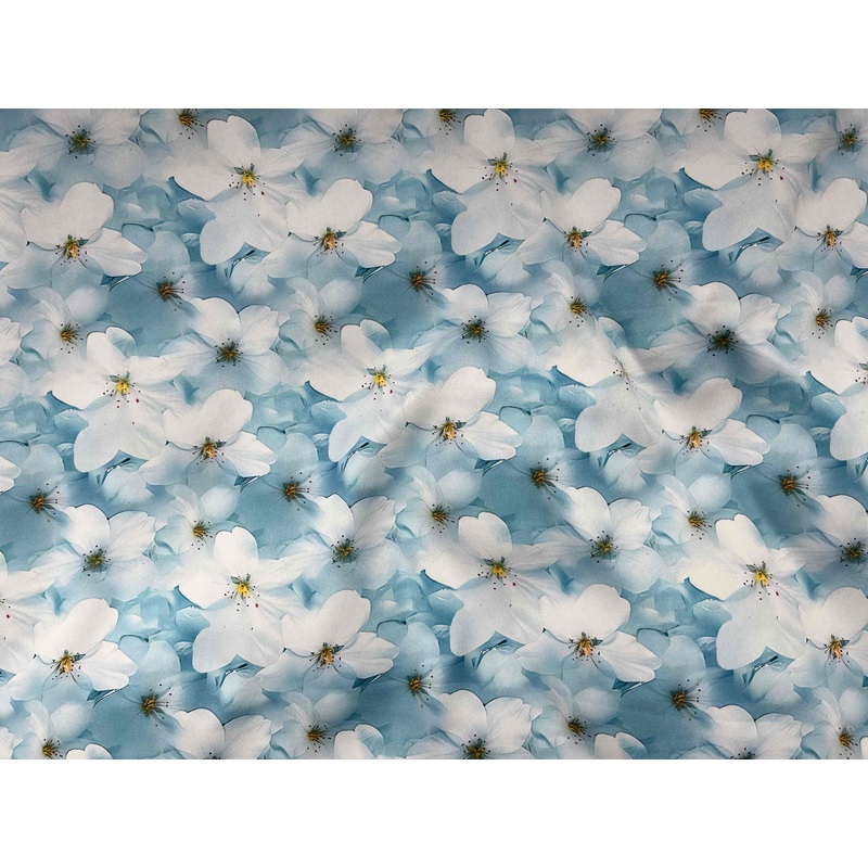 Matt Printed Satin Fabric – Lillies Mint