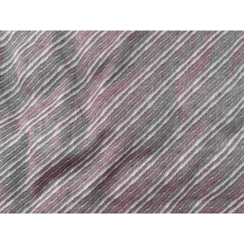Poly Viscose Fabric – Mix n Match Stripe Floral Dusty Pink Stripe