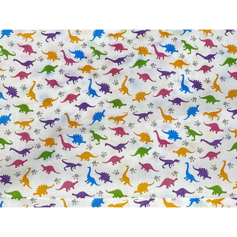 Dinosaurs – Novelty Poly/Cotton Print White/Multi