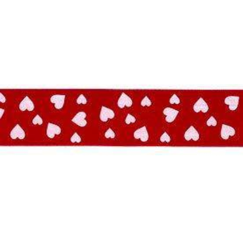 Heart Printed Ribbon Red