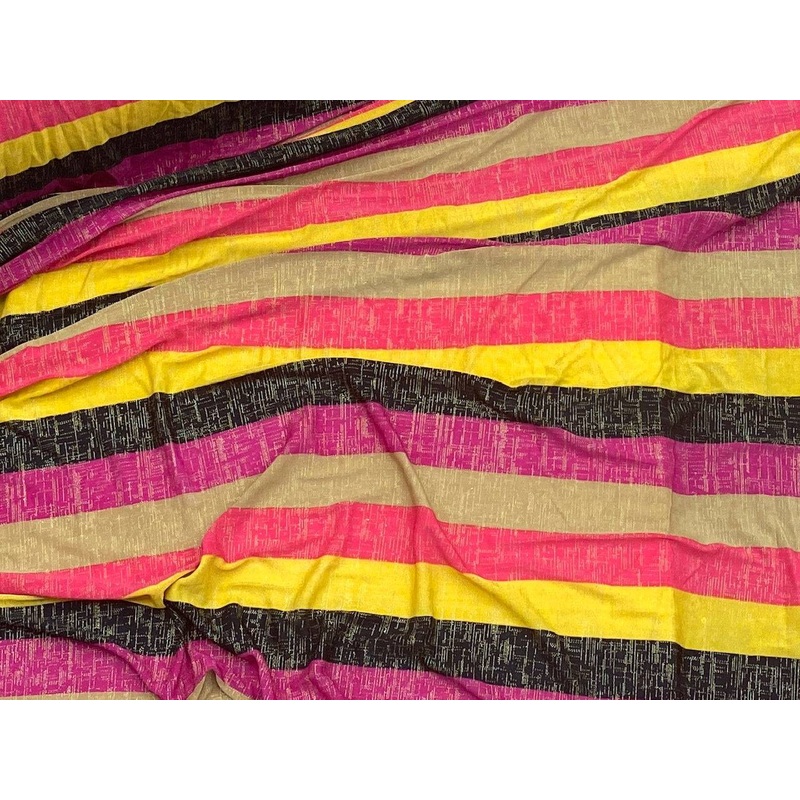 Multi-Striped – Printed Foil Jersey Yellow/Black/Cerise