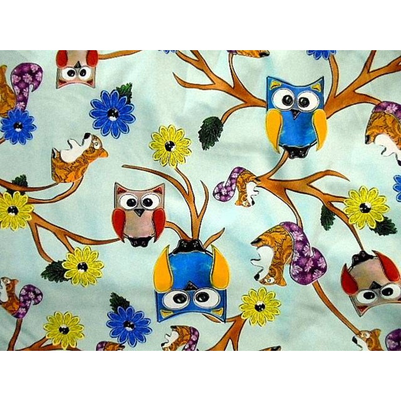 Owls – Stretch Novelty Black