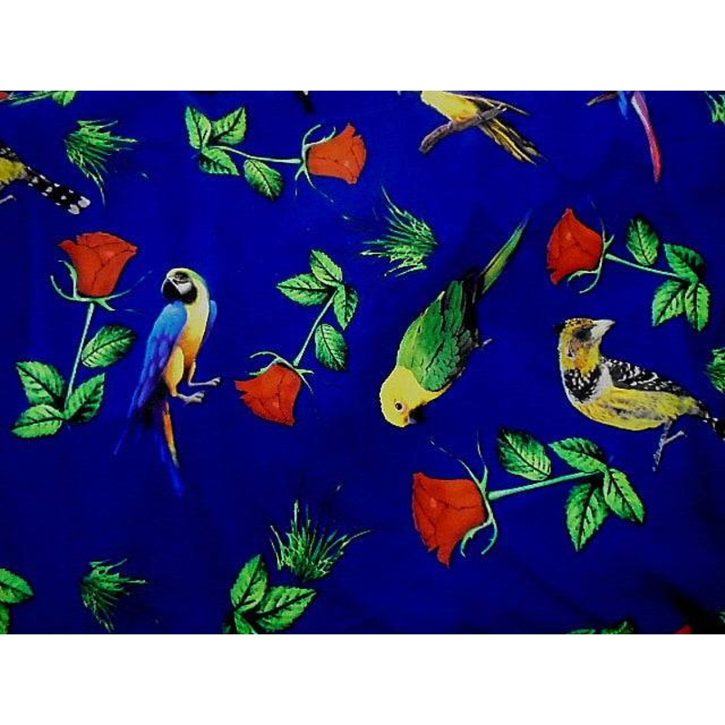Parrots – Stretch Novelty Navy