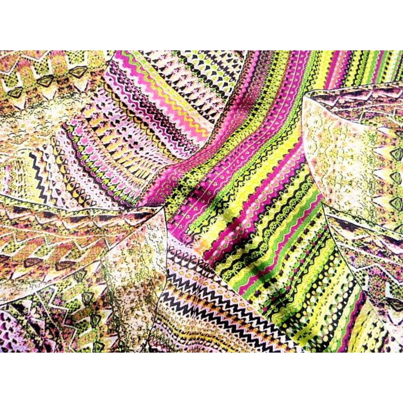 Printed Crepe Fabric – Retro Lime
