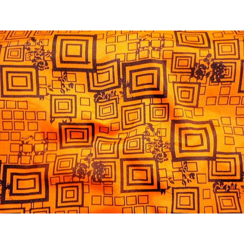 Printed Crepe – Retro Square Orange