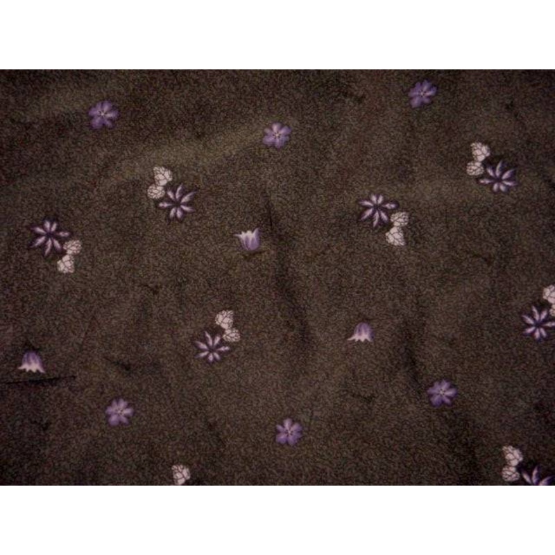Small Flowers – Printed Crepe Charcoal/Purple