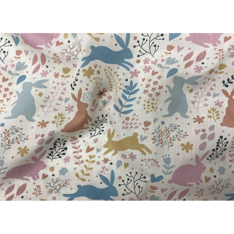Bunny Rabbit Polycotton Print Cream