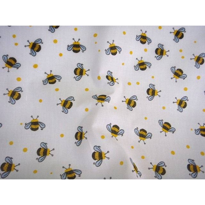 Busy Wasps – Poly/Cotton Print White