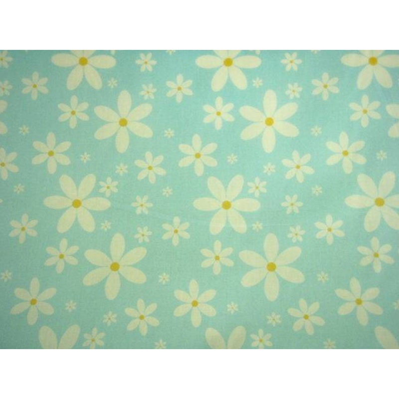 Daisy Flower – Poly/Cotton Print Pale Blue