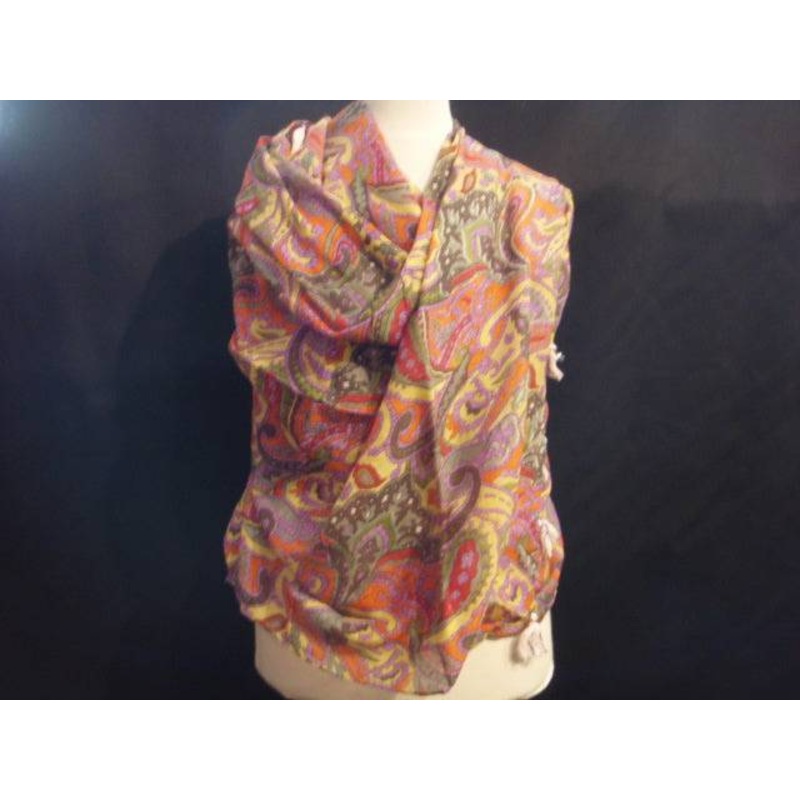 Khaki Green Paisley – Printed Poly Cotton Blend Scarf