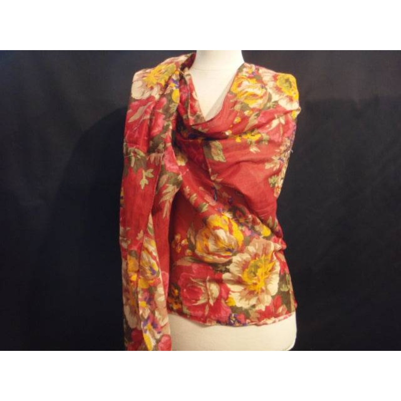 Red Floral – Printed Poly Cotton Blend Scarf