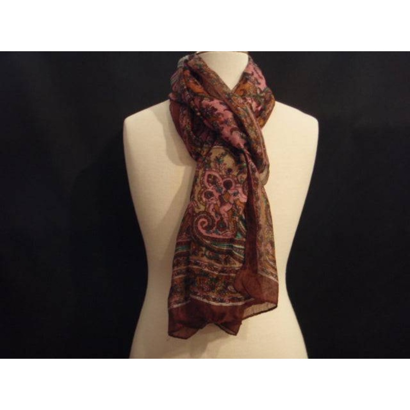 Silk Printed Chiffon Scarf Wine