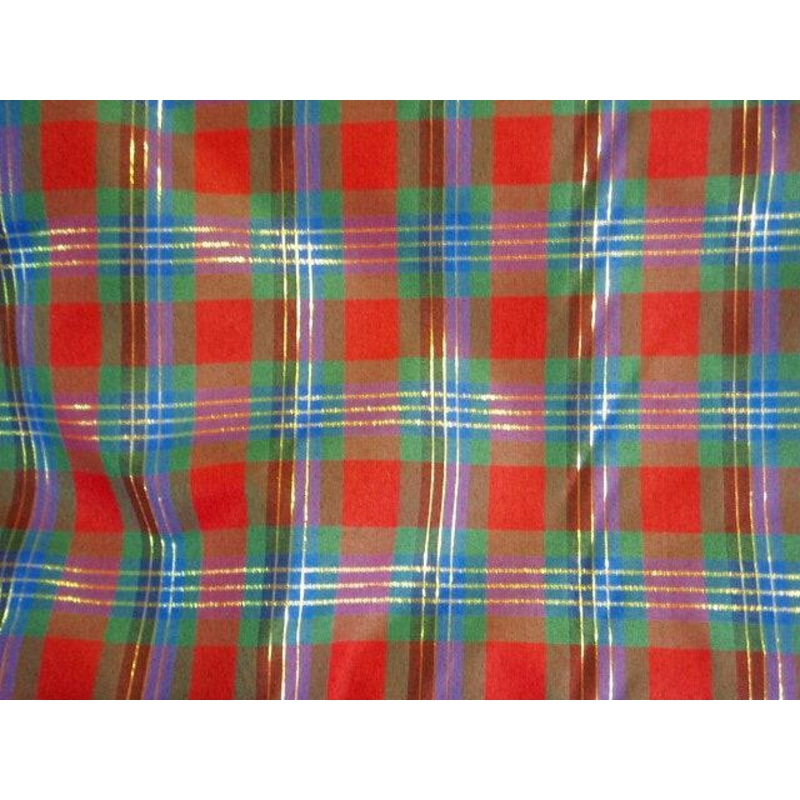 Tartan Crepe Lurex Fabric Red