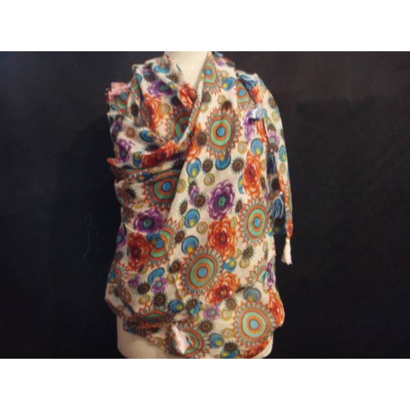 White Abstract – Printed Poly Cotton Blend Scarf