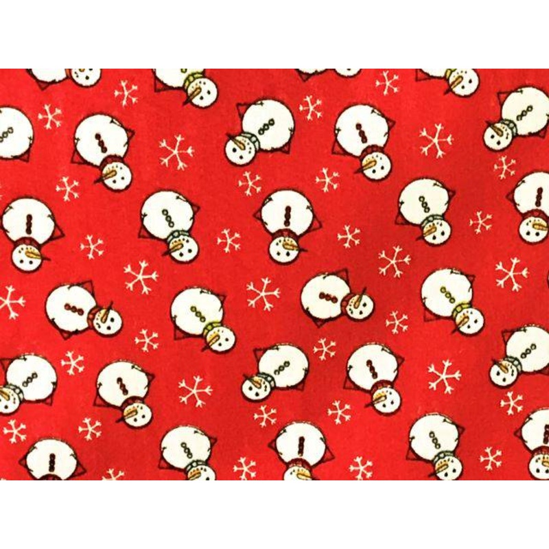 Christmas Festive Snowman – Poly/Cotton Print Green