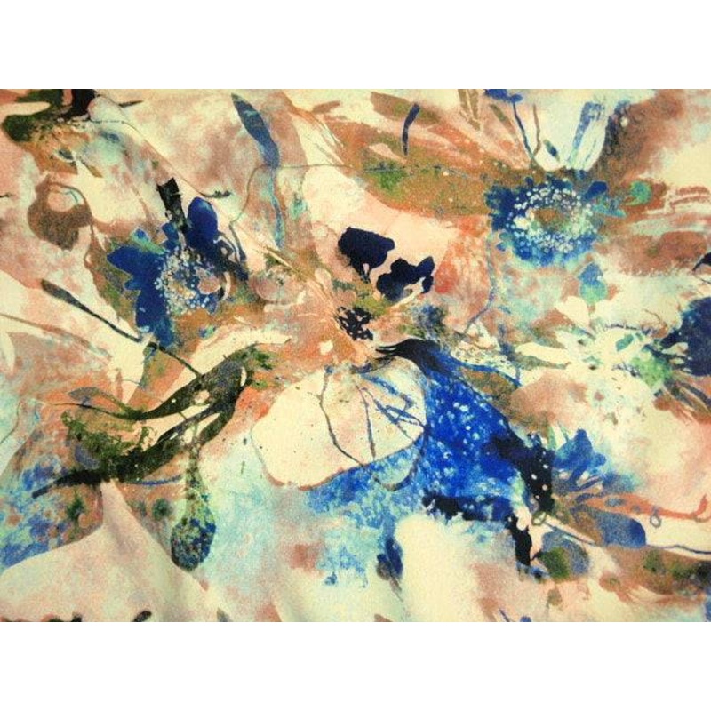 Floral Palette – Printed Crepe Blue/Pink