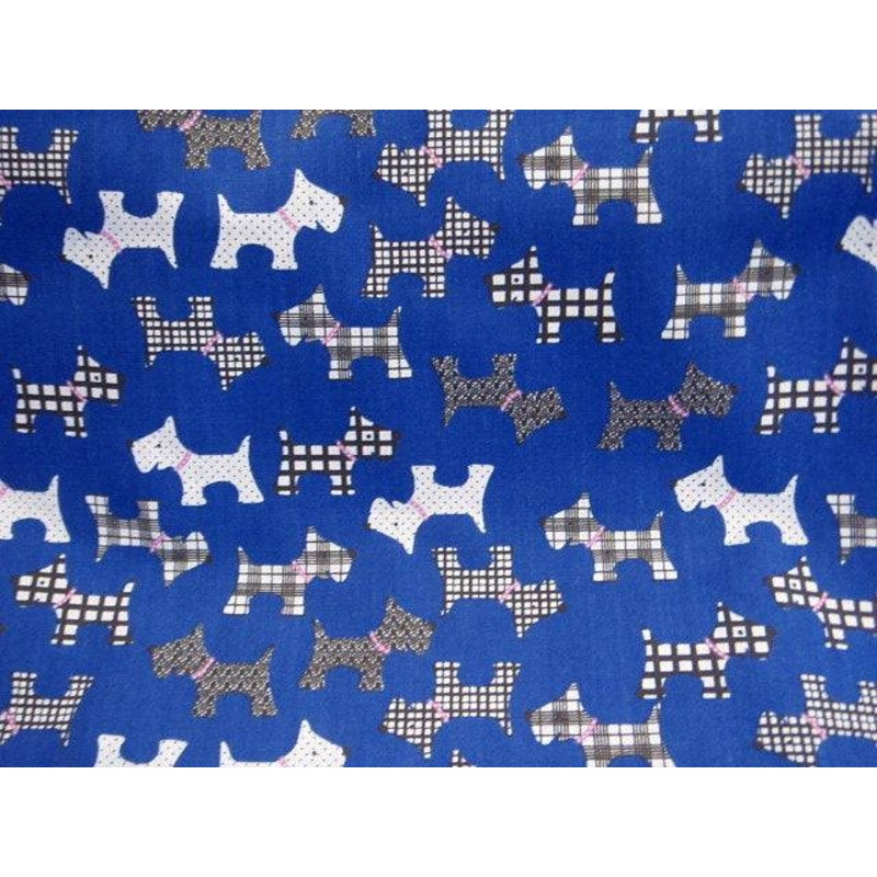 Cute Dogs – Novelty Poly/Cotton Print Royal