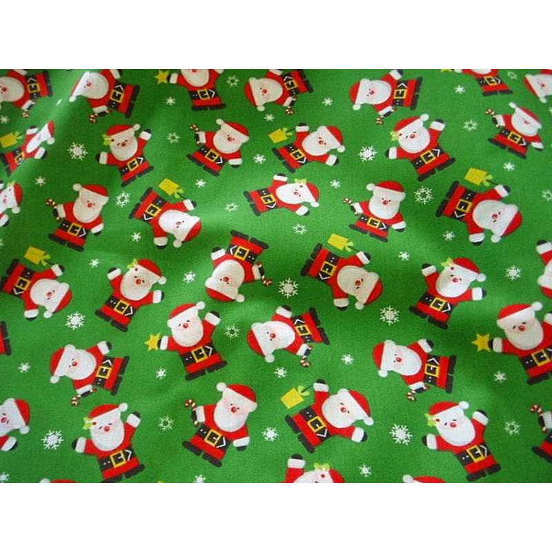 Father Christmas – Poly/Cotton Print Green