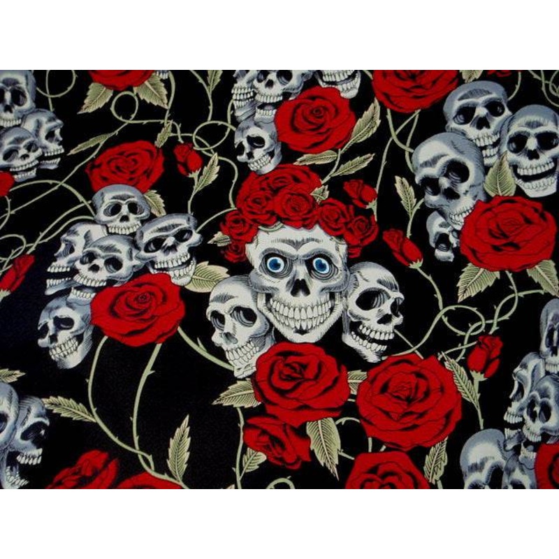 Skulls ‘n’ Roses Part 2 – Cotton Poplin Patchwork Black