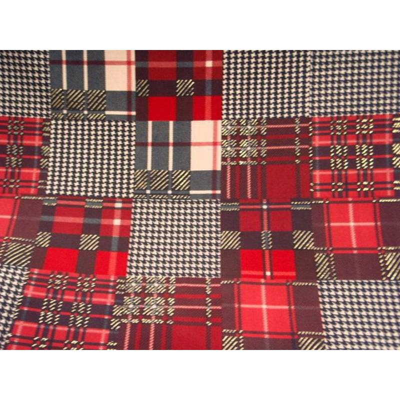 Tartan Houndstooth – 2 way Stretch Jersey Cherry