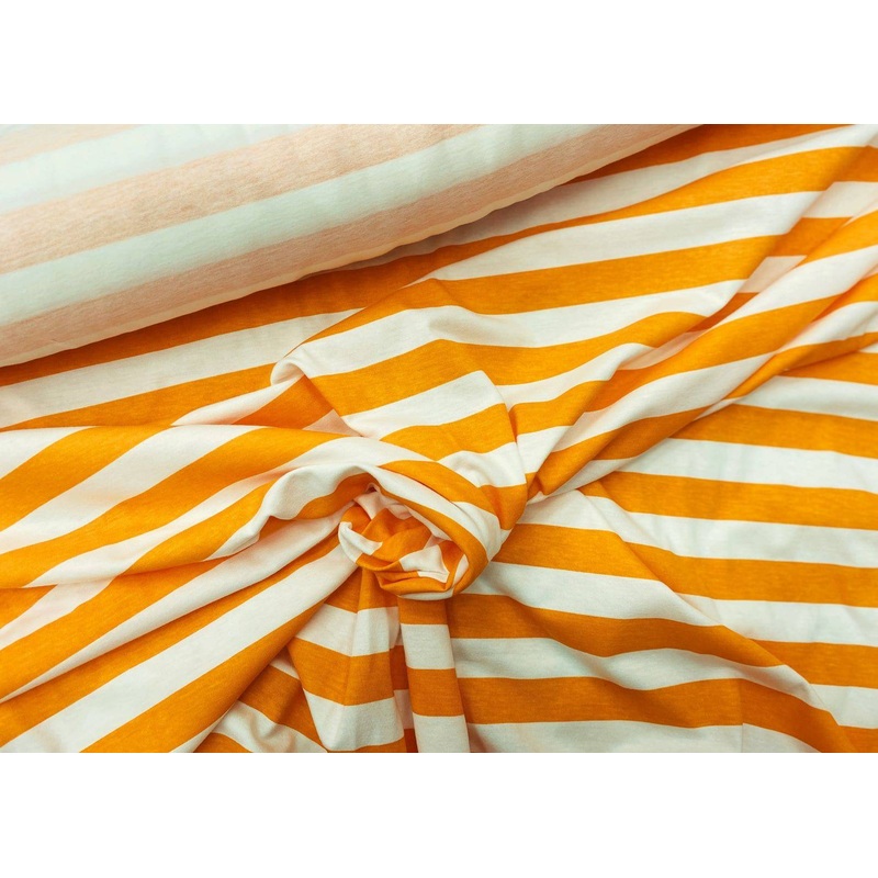 Wide Striped Orange Cotton Jersey Orange
