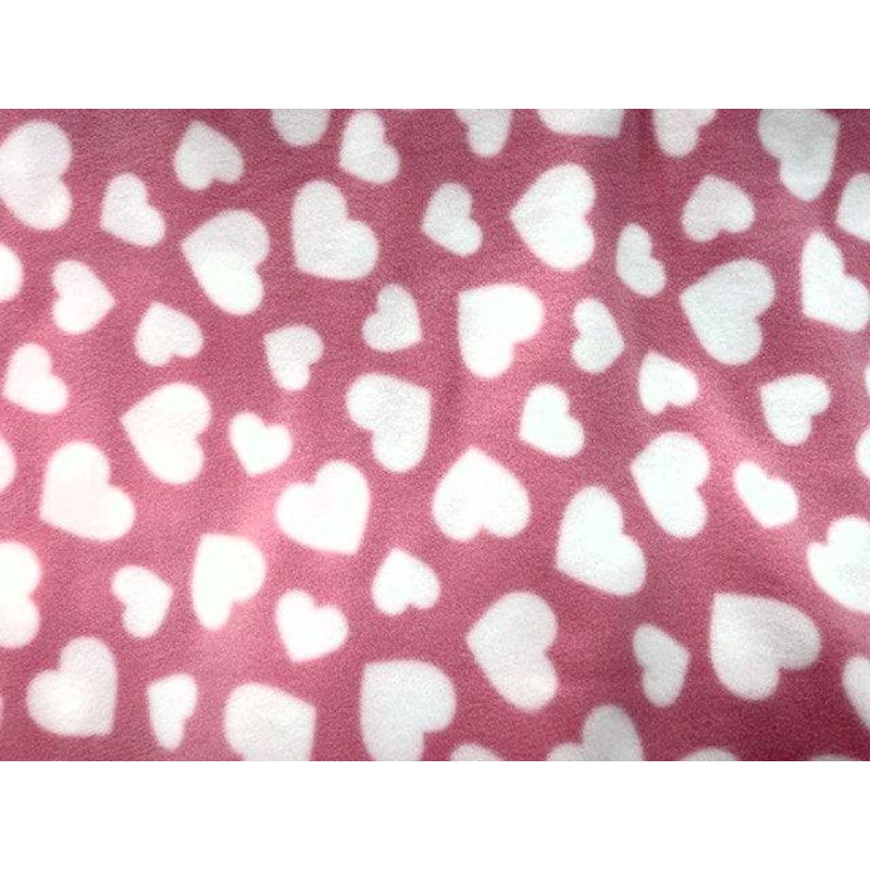 Love Hearts – Fleece Print Pink