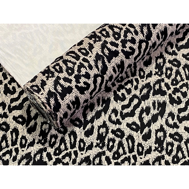 Black Leopard – Stretch Cotton Forest Green