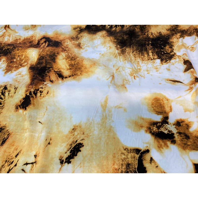 Bold Floral Tie-Dye – CVC Fabric Mustard