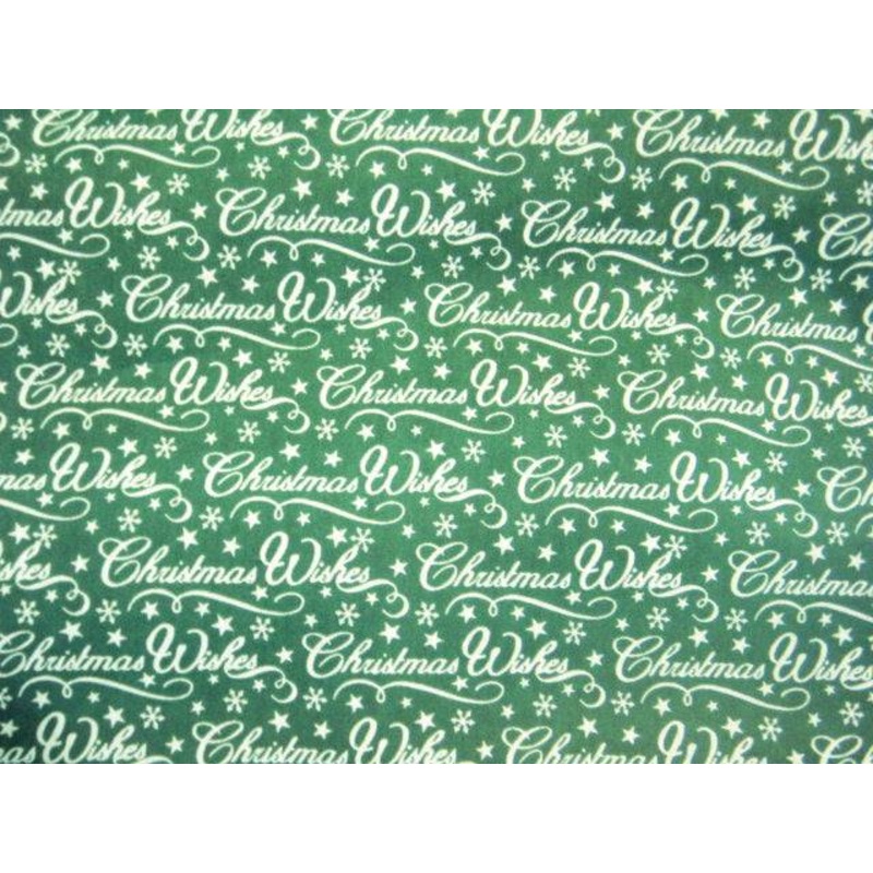 Christmas Wishes Greeting – Poly/Cotton Print Green