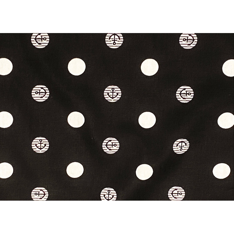 Nautical Polka – Cotton Poplin Patchwork Black