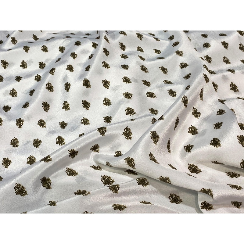 Polyester Small Floral Printed Crepe – 3 Metre Length LAST CHANCE TO BUY! White